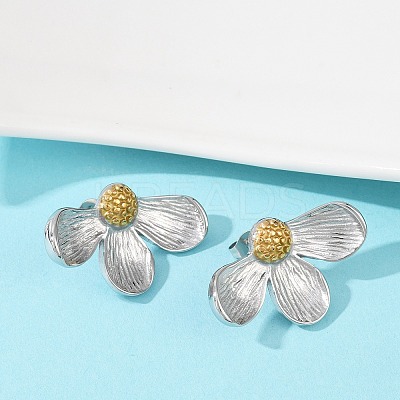 304 Stainless Steel Two Tone Stud Earrings EJEW-S265-09GP-1
