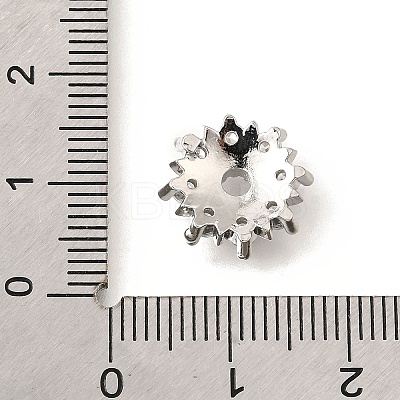 Flower Brass Clear Cubic Zirconia Bead Caps KK-V008-08A-P-1
