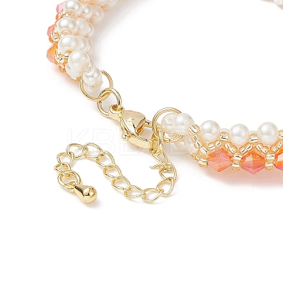 Glass Imitation Pearl & Bicone Beaded Bracelets BJEW-MZ00035-01-1