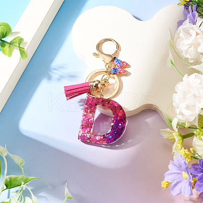 Alloy Resin Butterfly Keychains KEYC-TADJ0002-02G-D-1