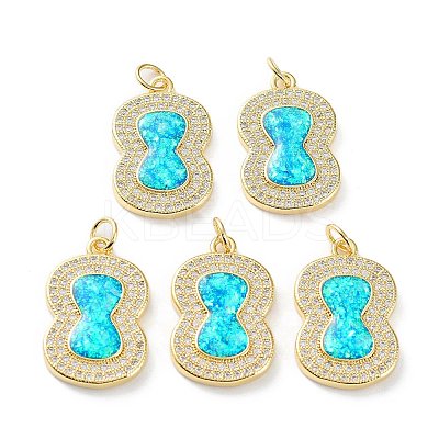 Rack Plating Brass Micro Pave Cubic Zirconia Pendants KK-C041-22G-1