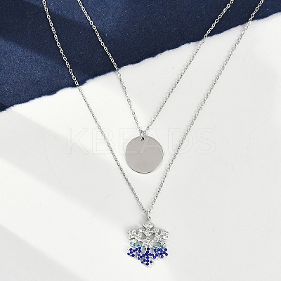 304 Stainless Steel Double Layered Necklaces NJEW-P320-14G-01-1