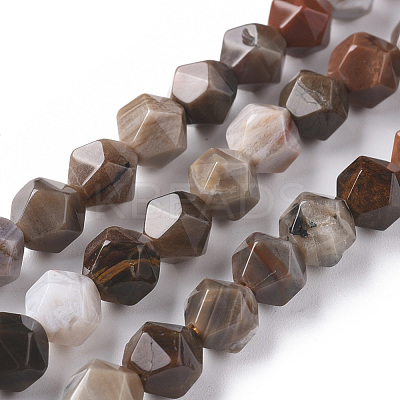 Natural Petrified Wood Beads Strands G-F668-02-8mm-1