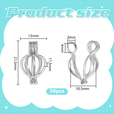 50Pcs Alloy Bead Cage Pendants FIND-DR0002-24B-1