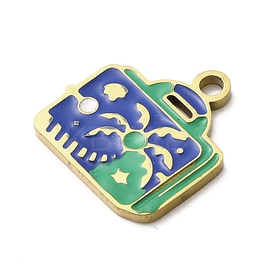 304 Stainless Steel Enamel Pendants STAS-I336-26G-1