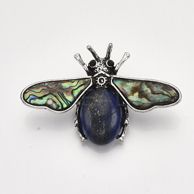 Natural Lapis Lazuli Brooches/Pendants G-S353-08D-1