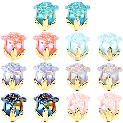 14Pcs 7 Colors UV Plating Opaque Acrylic Beads MACR-SC0002-53-1