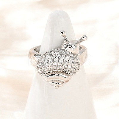 Brass Micro Pave Clear Cubic Zirconia Cuff Rings RJEW-P155-02P-1