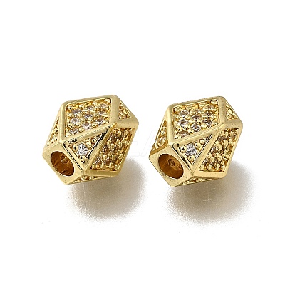 Brass Micro Pave Clear Cubic Zirconia European Beads LS-ZIRC-I070-045G-1