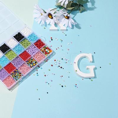 24 Style Opaque Colours Seed & Baking Paint Glass Round Seed Beads SEED-YW0001-29-1
