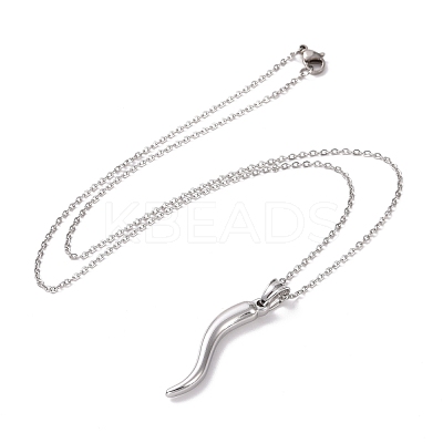 Non-Tarnish 304 Stainless Steel Pepper Shape Pendant Necklace for Women STAS-E154-19P-1