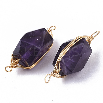 Natural Amethyst Links connectors G-T131-04C-1