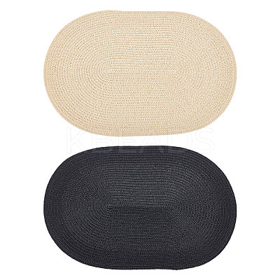2Pcs 2 Colors Polyester Imitation Straw Oval Hat Base for Millinery AJEW-FG0002-83-1