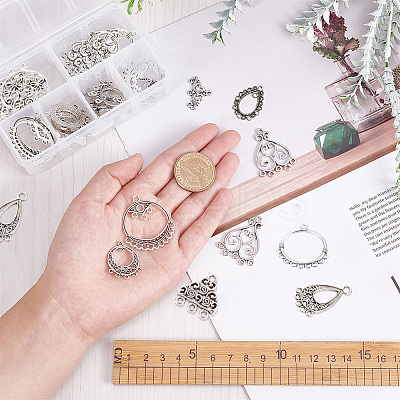 48Pcs 12 Styles Alloy Links PALLOY-SC0003-61AS-1