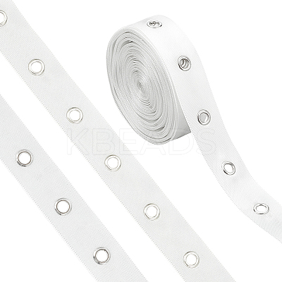 10 Yards Polyester Satin Herringbone Ribbons with Eyelet Rings OCOR-PH0005-36B-01-1