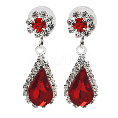 Teardrop Alloy Rhinestone Necklaces & Stud Earring Sets for Women SJEW-U001-01P-03-1