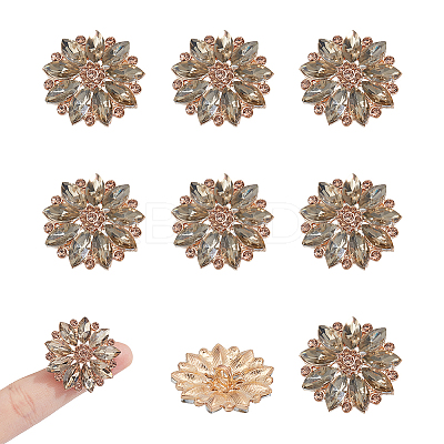 8Pcs 1-Hole Alloy Rhinestone Shank Buttons BUTT-NB0001-96G-1