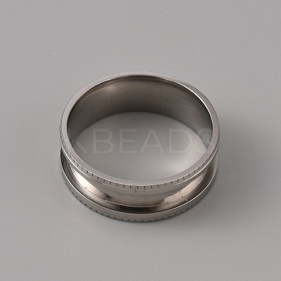 201 Stainless Steel Grooved Finger Ring Settings STAS-WH0027-26E-P-1