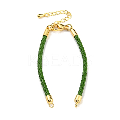 Leather Braided Cord Link Bracelets MAK-K022-01G-11-1