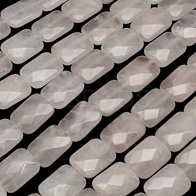 Faceted Rectangle Natural Rose Quartz Beads Strands G-R304-14-1