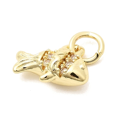 Brass Pave Clear Cubic Zirconia Pendants KK-G554-16G-1