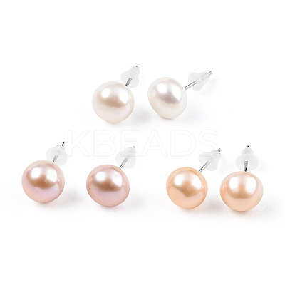 Natural Pearl Stud Earrings PEAR-N020-08B-1