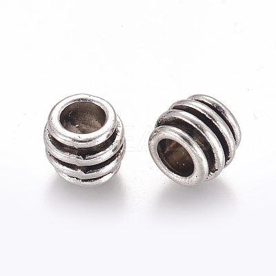 Tibetan Silver Alloy Barrel Large Hole European Beads X-LFH10203Y-NF-1