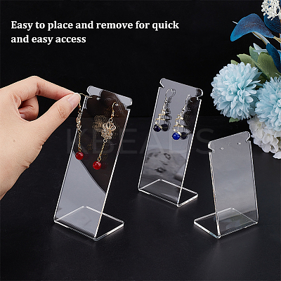 3Pcs 3 Styles Transparent Acrylic Earring Display Stands Set EDIS-WH0006-41-1