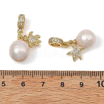 Brass Micro Pave Clear Cubic Zirconia European Dangle Charms PALLOY-JF05895-01-1