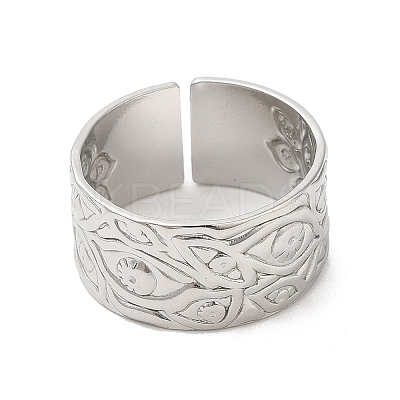 Non-Tarnish 304 Stainless Steel Eye Open Cuff Ring for Women RJEW-M149-35P-1
