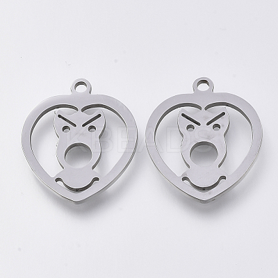 Non-Tarnish 201 Stainless Steel Puppy Pendants X-STAS-S110-054P-1