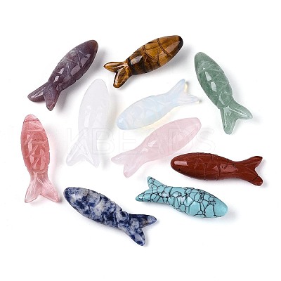 Natural & Synthetic Mixed Gemstone Carved Pendants G-T144-47M-1