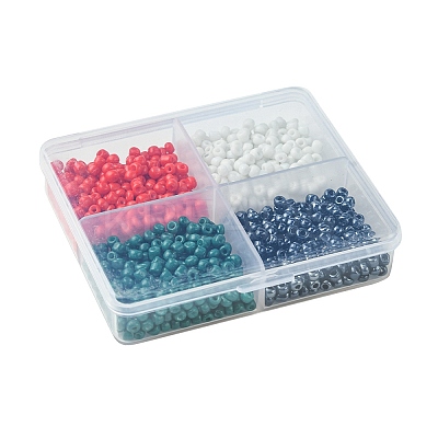 800Pcs 4 Styles Mixed Styles Glass Round Seed Beads SEED-FS0001-18B-1