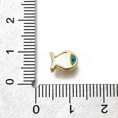 Brass Enamel Beads KK-P295-47G-02-1