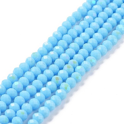 Electroplate Opaque Solid Color Glass Beads Strands X1-EGLA-A034-P4mm-L11-1