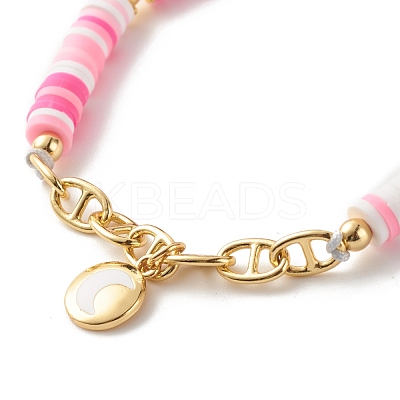 Handmade Disc Polymer Clay Braided Bead Bracelet BJEW-JB07407-01-1