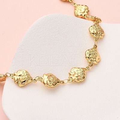 304 Stainless Steel Strawberry Link Chain Necklaces for Women NJEW-G178-15G-1