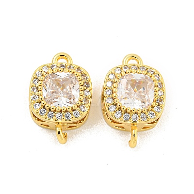 Brass Pave Cubic Zirconia Connector Charms KK-B096-05G-03-1