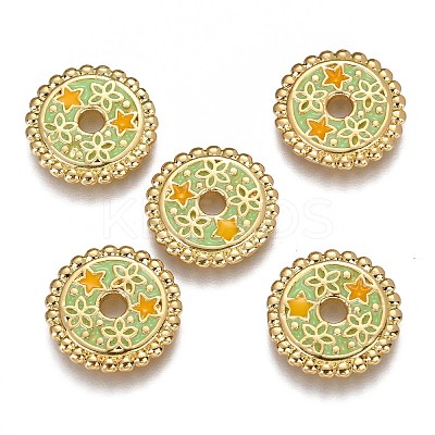 Brass Enamel Beads KK-B023-02G-B-1