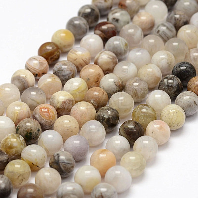 Natural Bamboo Leaf Agate Beads Strands X-G-F364-02-8mm-1
