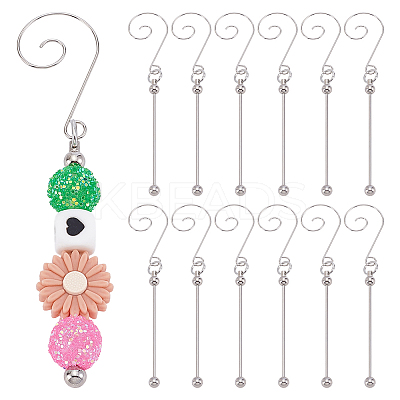 12Pcs Iron Beaded Hook Christmas Tree Decoration AJEW-AR0005-57-1