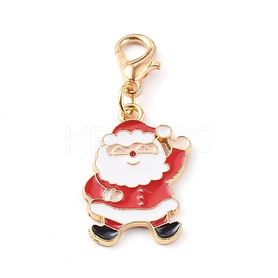 Christmas Theme Light Gold  Alloy Enamel Pendants X1-HJEW-JM00470-1
