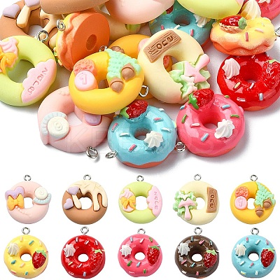 20Pcs 10 Colors Opaque Resin Imitation Food Pendants CRES-YW0001-31-1