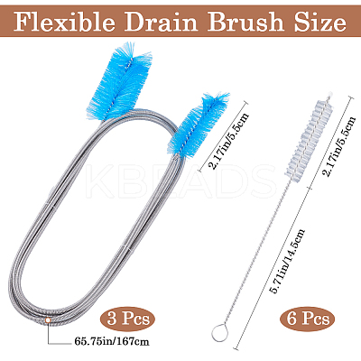 304 Stainless Steel PP Cleaner Double Ended Elastic Hose Pipe AJEW-GF0010-35-1