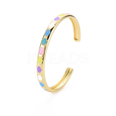 Hamsa Hand Enamel Cuff Bangle BJEW-S141-010-1