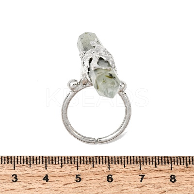Natural Peridot & Brass Cuff Rings for Women RJEW-G374-01P-09-1