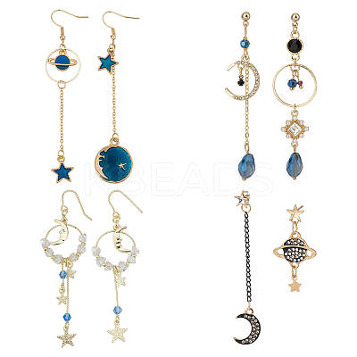 4 Set 4 Style Alloy Dangle Earrings & Stud Earrings EJEW-AN0004-88-1