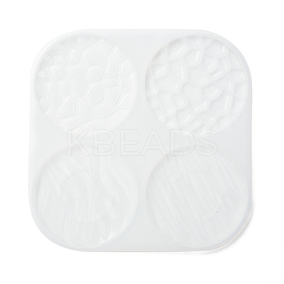 Flat Round with Water Ripple Cup Mat Silicone Molds DIY-L065-03-1
