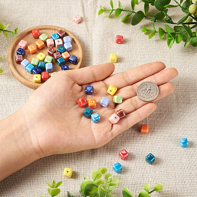 50Pcs 10 Style Handmade Porcelain Bead Strand PORC-FW0001-03-1