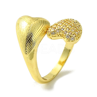 Brass Micro Pave Cubic Zirconia Open Cuff Rings RJEW-K256-34G-1